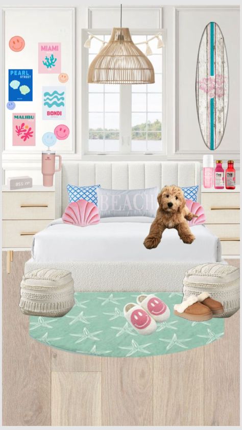 #draft Preppy Beach Bedroom Aesthetic, Preppy Beach Themed Room, Beach Room Preppy, Beach Bedroom Preppy, Preppy Bedroom Layout, Preppy Beach Room Aesthetic, Preppy Beach Room Decor, Preppy Room Beach, Preppy Beach Bedroom