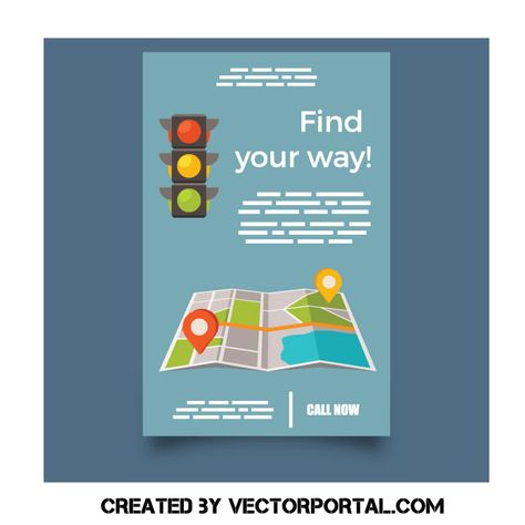 Poster Map Design, Location Map Design, Map Location Poster Design, Road Map Illustration Graphic Design, Route Map Illustration, Location Design, Filter Instagram, Traffic Lights, Vector Template