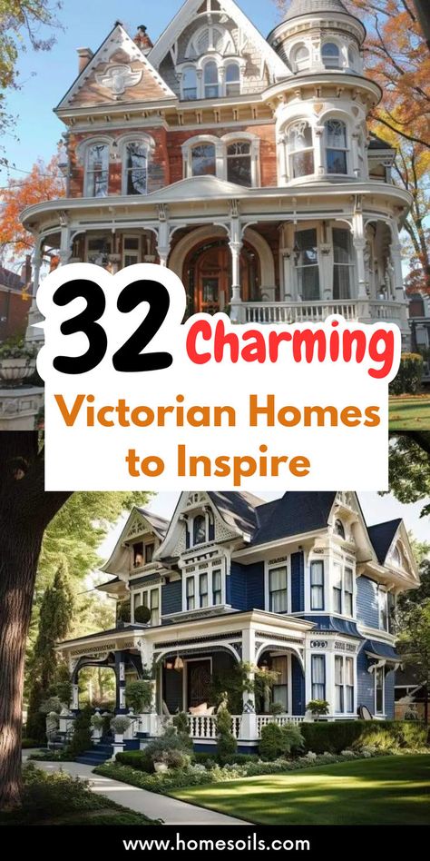 Step back in time with 32 charming Victorian homes that inspire with intricate details and timeless elegance. Discover these beautiful homes on our website! Victoria Home Exterior, 1880s Victorian House, Victorian Home Design Ideas, Beautiful Southern Homes, Antique Farmhouse Exterior, Victorian Style Library, Updated Victorian Homes Exterior, Victorian House Details, Victorian Homes Exterior Colors Vintage