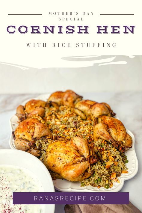 Cornish Hen Stuffed With Wild Rice, Cornish Hen Stuffing, Cornish Hen Recipe Stuffed, Stuffed Cornish Hen Recipe Wild Rice, Cornish Game Hen Recipes Stuffed, Rice Stuffed Cornish Hen Recipe, Stuffed Cornish Hen Recipe, Stuffed Cornish Hens, Grilled Cornish Hens