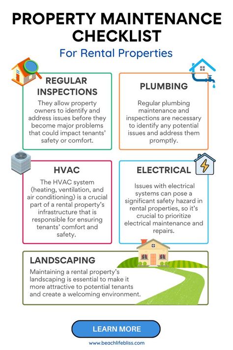 Do you own a rental property? Make sure to use this property maintenance checklist on a regular basis to keep repairs under control! Read the blog to learn more. #airbnb #business #maintenance #checklist #rental #makemoney #superhost Property Maintenance Checklist, How To Buy Property, Landlord Checklist Rental Property, How To Start Rental Properties, Property Management Aesthetic, Being A Landlord First Time, Landlord Aesthetic, Landlord Tips Rental Property, Real Estate Assistant