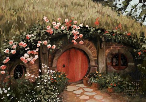 (1) Tumblr Hobbit Illustration, Mary Pratt, Hobbit Art, Earth Sheltered, Frodo Baggins, Lotr Art, Hobbit Hole, 27th Birthday, Hobbit House