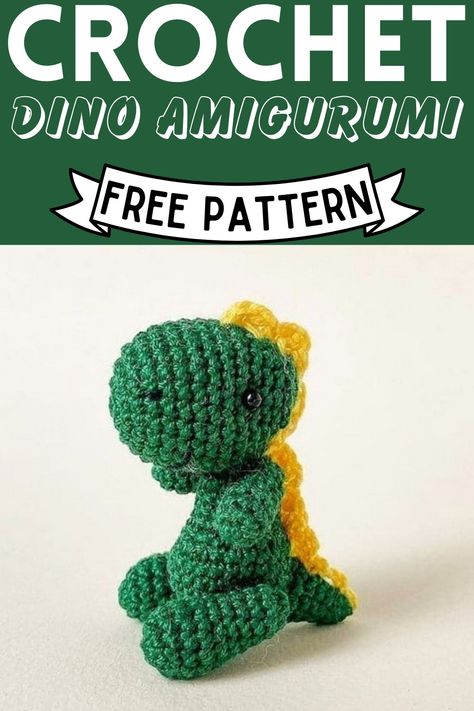 Crochet Dino Amigurumi Pattern Free Crochet Mini Dino Free Pattern, Simple Crochet Dino, Mini Dino Crochet Pattern, Big Dino Crochet Pattern Free, Chubby Dino Crochet Pattern Free, Amigurumi Pattern Free, Crochet Dino, Dino Toys, Crochet Lion