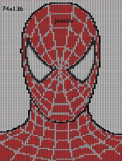 Spiderman Graphgan Crochet Patterns, Spiderman Cross Stitch Pattern Free, Spider Man Tapestry Crochet, Miles Morales Cross Stitch, Spiderman Tapestry Crochet, Marvel Cross Stitch Patterns, Spiderman Cross Stitch, Spiderman Pattern, Spiderman Pixel Art