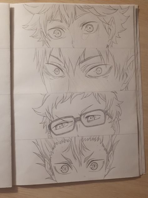 Haikyuu Art Drawing, How To Draw Haikyuu Characters, Haikyuu Eyes Drawing, Haikyuu Characters Drawing, Haikyuu Drawing Kageyama, Haikyuu Drawing Reference, Haikyu Drawing Sketch, Kageyama Drawing Sketch, Haikyu Painting