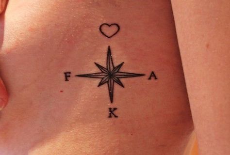 Travels. Tattoo Quotes About Life, Hidden Tattoos, Matching Sister Tattoos, Sibling Tattoos, Initial Tattoo, A Compass, Family Tattoos, Sister Tattoos, Tattoo Blog