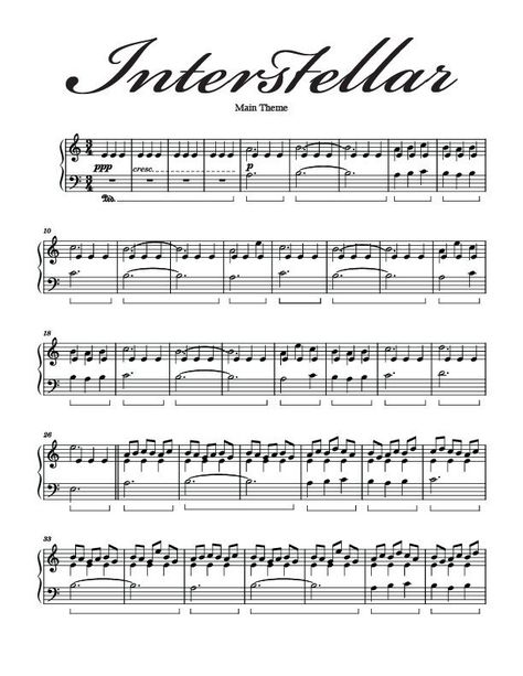 "Interstellar Main Theme Piano Sheet Music Full Piano Arrangement. 3-page Digital Download. 8.5\" x 11\" PDF Digital Download." Interstellar Theme Piano, Interstellar Main Theme Piano Sheet, Interstellar Piano Notes, Interstellar Piano, Interstellar Sheet Music, Interstellar Piano Sheet Music, Interstellar Piano Tutorial, Tolerate It Piano Sheet Music, Piano Sheet Music Pdf