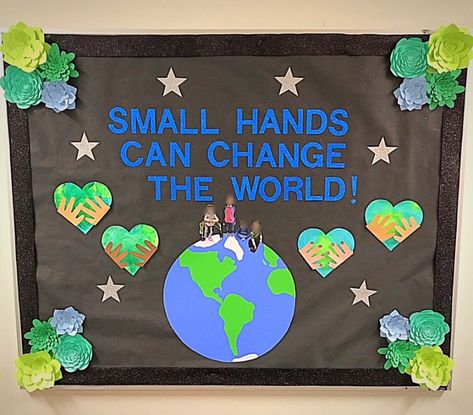 Earth day bulletin board Board Ideas For Preschool, Bulletin Board Ideas For Preschool, Spring Bulletin Board Ideas, Earth Day Bulletin Board, World Bulletin Board, April Bulletin Boards, Earth Week, Earth Day Projects, Spring Bulletin