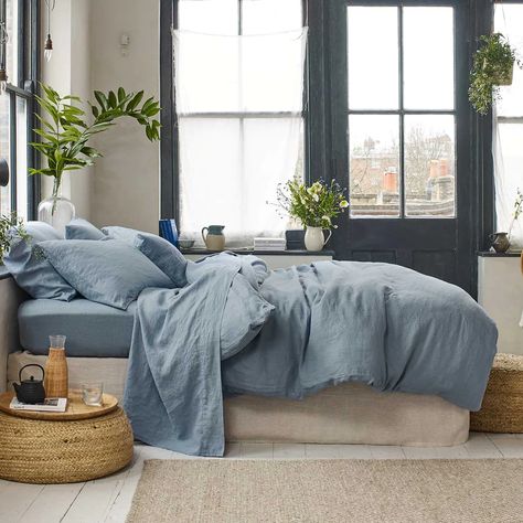 Dusk Blue Linen Bedding | Piglet in Bed UK Blue Linen Duvet Cover, Fresh Linen Candle, Piglet In Bed, Blue Linen Bedding, Dusk Blue, Blue Sheets, Blue Duvet, Linen Duvet Cover, Linen Sheet Sets