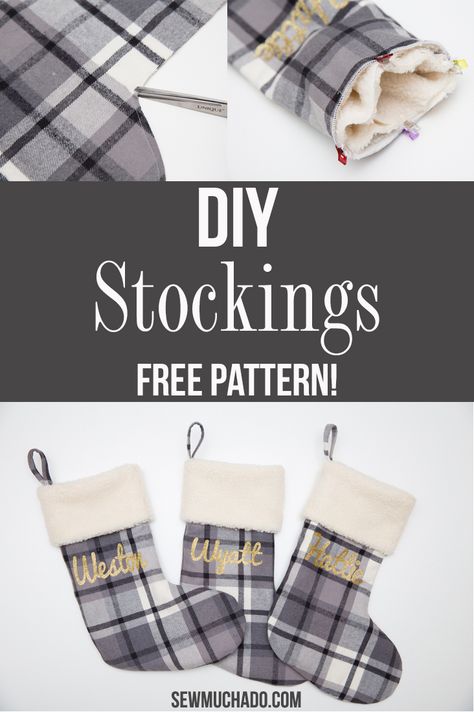 How to Make a Stocking - Use this FREE pattern to sew your own unique Christmas or holiday stockings! Use your Cricut Maker or Explore Air 2 to personalize your DIY stockings!#sewmuchado #sewing #stocking #stockingpattern #freepattern #sewingtutorial #cricut #cricutmade Sew Stocking, Diy Christmas Stocking Pattern, Christmas Vibes Aesthetic, Stocking Art, Christmas Stocking Ideas, Christmas Stocking Pattern Free, Diy Christmas Stocking, Stocking Pattern Free, Christmas Diy Sewing