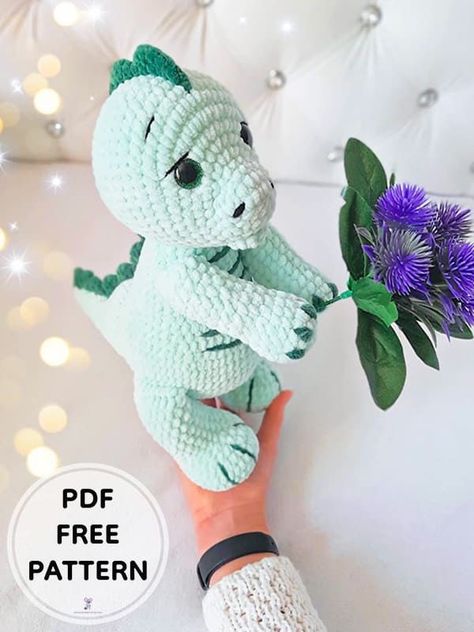 Hello everyone, my friends who love amigurumi, today we will work with you crochet dinosaur amigurumi pattern. First of all, many thanks to the owner of the pattern. With detailed step by step crochet pattern instructions, you will complete the crochet dinosaur amigurumi toy pattern quite easily. To make a beautiful handmade plush crochet dinosaur toy for your kids, all you have to do is follow the given instructions. Crocheted Plushies Pattern, Crochet Plush Dinosaur Free Pattern, Big Crochet Amigurumi, Free Dinasour Crochet Pattern, Big Dino Crochet Pattern Free, Amigurumi Hippo Free Pattern, Plush Amigurumi Free Pattern, Crochet Plush Dinosaur, Crochet Dinosaur Pattern Free