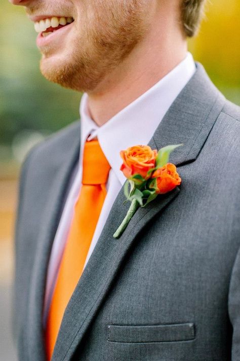 Orange boutonnière by Artfully Arranged Bride Wreath, Orange Boutonniere, Purple Boutonniere, Bride Era, Blue Boutonniere, Prom Bouquet, Wedding G, Rose Boutonniere, Prom 2024