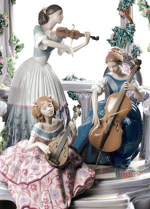 Women Sculpture, Lace Painting, Lladro Porcelain, Romantic Music, Lladro Figurines, Porcelain Figurine, Porcelain Art, Pastel Hues, White Dresses