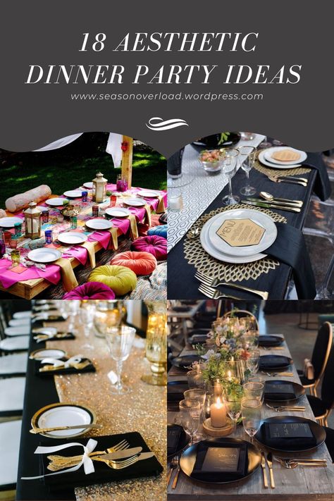 18 Aesthetic Dinner Party Ideas – SeasonOverload Bougie Dinner Party, Elegant Party Table Decor, Elegant Tablescapes Dinner Parties, Dinner Setting Ideas Decor, Table Setting For Dinner Party, Intimate Dinner Party Table Settings, Dinner Party Tablescapes Elegant, At Home Dinner Party Table Settings, Prom Dinner At Home Ideas Table Settings