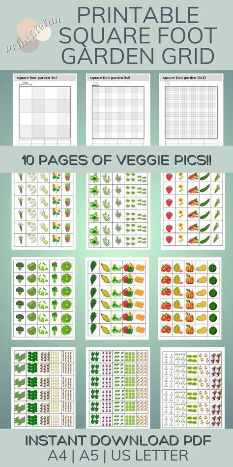 Garden Grid Layout, 6x6 Garden Layout, 12x12 Garden Layout, Garden Template Free Printable, 8x4 Raised Garden Layout, Sq Ft Gardening Layout, 8a Gardening, Gardening Journal Printables, Vegetable Garden Design Layout