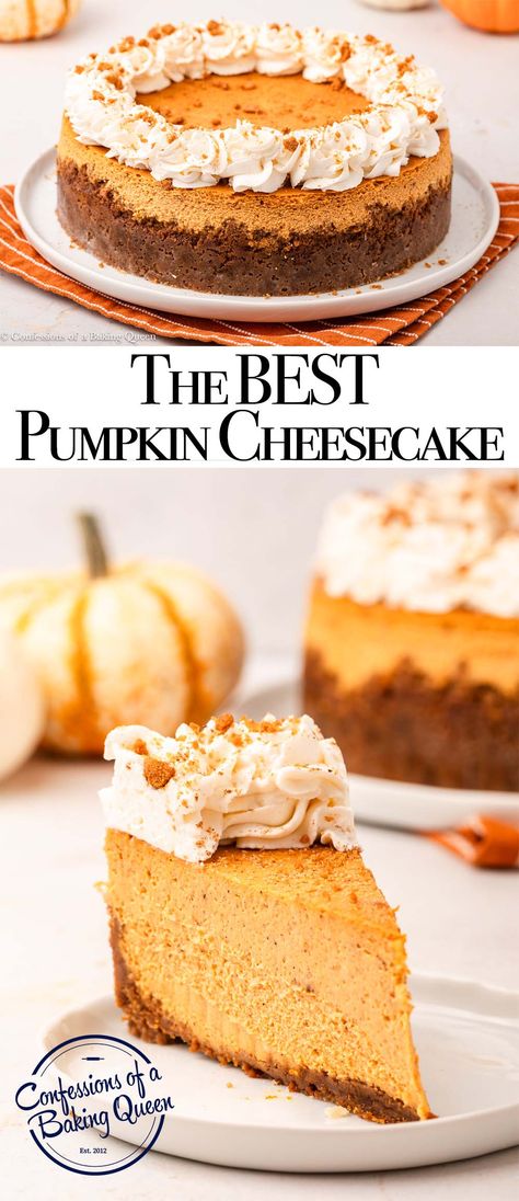 Indulge in the perfect fall dessert with this delicious pumpkin cheesecake recipe. Follow our step-by-step instructions for a creamy, pumpkin-spiced treat that will impress your friends and family. Best Ever Pumpkin Cheesecake, Pumpkin Cheesecake Springform Pan, Pumpkin Cheesecake With Pecan Crust, The Best Pumpkin Cheesecake, New York Style Pumpkin Cheesecake, Pumpkin Spice Cheesecake Recipe, Pumpkin Butter Cheesecake, Thanksgiving Pumpkin Cheesecake, Pumpkin Cheesecake Biscoff Crust