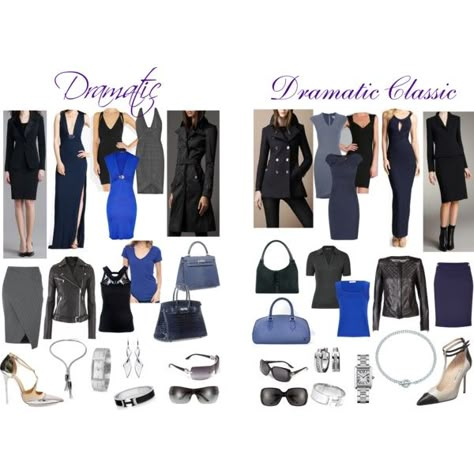 "Dramatic vs. Dramatic Classic" by theluxejunkie on Polyvore Dramatic Classic Kibbe Style, Classic Kibbe Style, Dramatic Classic Kibbe, Classic Romantic Style, Classic Kibbe, Kibbe Style, Classic Summer Outfits, Dramatic Fashion, Dramatic Classic