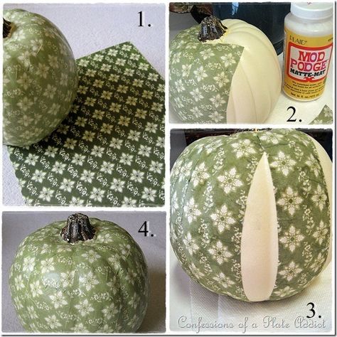 How to Mod Podge Pumpkins Decoupage Pumpkins, Fall Arts And Crafts, Decoupage Ideas, Faux Pumpkins, Fall Deco, Fall Halloween Crafts, Fall Crafts Diy, Autumn Crafts, Thanksgiving Fun