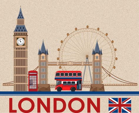 Preschool Summer Camp, London Postcard, London Illustration, London Theme, London Market, Postcard Paper, Big Ben London, London Skyline, London Bus