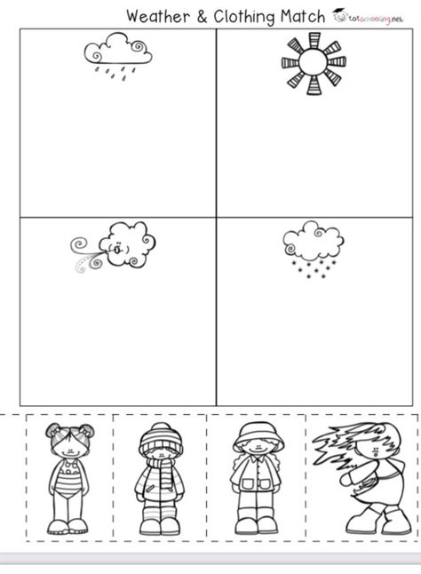 Seasons And Clothes Worksheet, Autumn Weather Activities, Weather Clothing Sort Free Printable, Lesson Activities, Weather And Season Activities Preschool, Dress For The Weather Activity, Preschool Seasons Worksheet, Kindergarten Weather Worksheets, Seasons And Weather