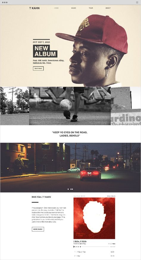 Hip Hop Artist Website Template Hip Hop Website Design, Music Artist Website Design, Music Website Design Inspiration, Website For Artist, Band Website Design, Artist Website Design Layout, Music Artist Website, Music Website Design, Musician Website