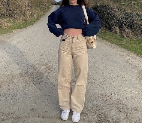 Tan Pants Aesthetic, Skin Colour Pants Outfit, Tan Coudroy Pants Outfits, How To Style Khaki Pants For School, Light Cream Cargo Pants Outfit, Crème Colored Pants Outfit, Cute Outfits With Corduroy Pants, Beige Corduroy Pants Outfits, How To Style Tan Corduroy Pants