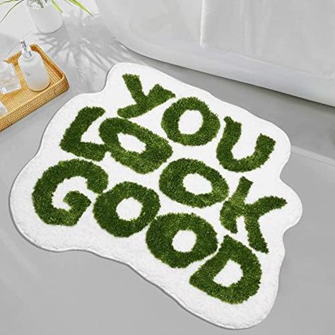 Love this shower mat for a bathroom aesthetic. Great reviews, different colors, low cost. #promoted Green Bath Mat Bathroom, Moss Shower Rug, Green Bathroom Rugs, Fuzzy Green Rugs, Green Rug Fuzzy, White Bathroom Rug, Funny Bath Mat, Green Bathroom Mats & Rugs, Cute Bath Mats