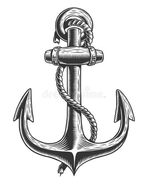 Anker Tattoo Design, Anchor Drawings, Rope Tattoo, Anchor Illustration, Anchor With Rope, Nautical Logo, Anchor Tattoo Design, Anchor Rope, Anchor Tattoos