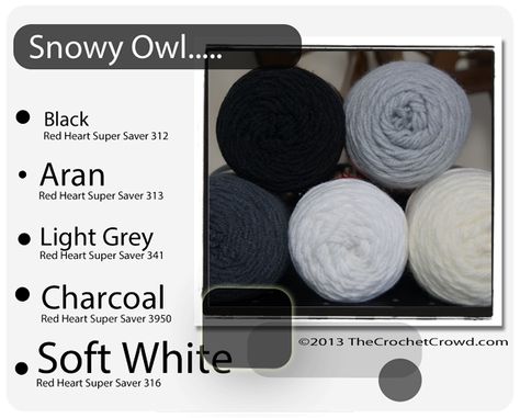 Snowy Owl yarn Colours Fall Color Combos, Dan Color, Red Heart Yarn Colors, The Crochet Crowd, Yarn Color Combinations, Colour Themes, Crochet Squares Afghan, Colors Combinations, Crochet Crowd