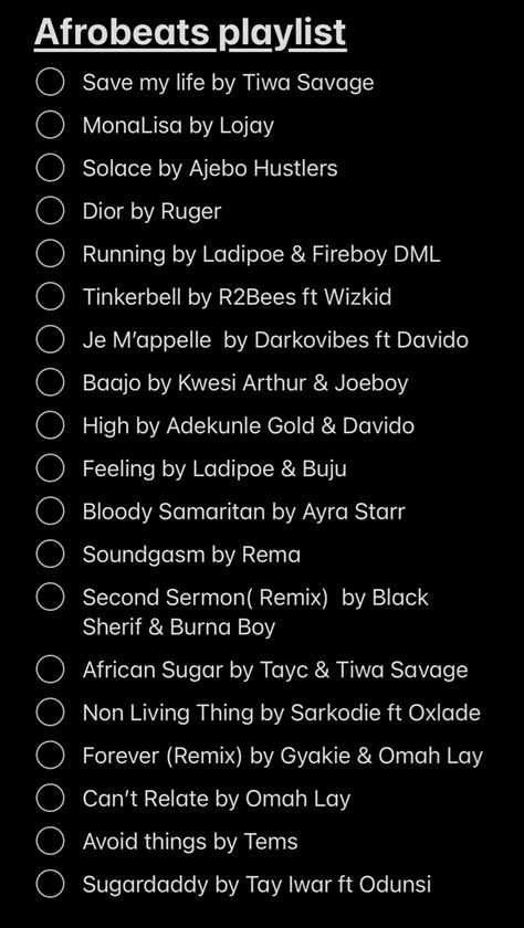 Afro Playlist Names, Afro Songs, Playlist Names For Afrobeats, Afro Beats Playlist Names, Rnb Playlist Names, Amapiano Playlist Names, Afrobeats Playlist Names, Afro Playlist, Amapiano Playlist