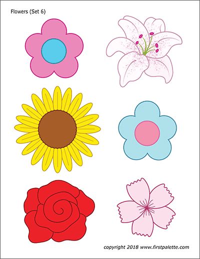 Flower  Nature Printables | Free Printable Templates  Coloring Pages | FirstPalette.com Free Printable Templates Pattern, Printable Flowers Free, Free Flower Printables For Preschool, Flowers To Print Free Printable, Printable Flower, Free Printable Flowers, Flower Printables, Free Printable Flowers Clipart, Printable Spring Flowers