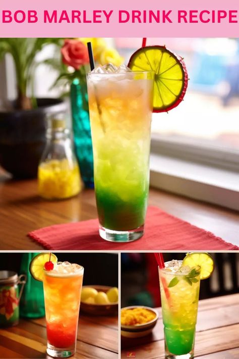 Bob Marley Drink Recipe, Bob Marley Drink, Famous Drinks, Drink At Home, Fresh Fruit Juice, Blueberry Juice, Pineapple Rum, Colorful Cocktails, Mango Juice