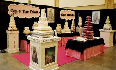 Cup a Dee Cakes Blog: Bridal Show Booths for Beginners Cake Exhibition, Wedding Expo Booth, Wedding Show Booth, Fun Logos, Wedding Booth, Baking Organization, Bridal Show Booths, Cake Display Table, Corner Stand