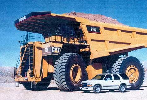 Biggest dump trucks in the world at Bingham Canyon copper mine. Giant Truck, Truk Besar, Caterpillar Equipment, Heavy Construction Equipment, Large Truck, Mining Equipment, Big Boy Toys, Heavy Machinery, Dump Trucks