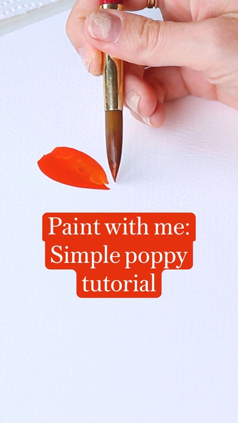 Poppy Painting Tutorial, Easy Watercolor Poppies, Poppy Watercolor Painting Simple, Learning To Paint With Watercolors, Watercolour Poppies Simple, Watercolour Poppy Tutorial, Poppy Watercolour Painting, How To Paint Poppies, Watercolor Art Paintings Easy