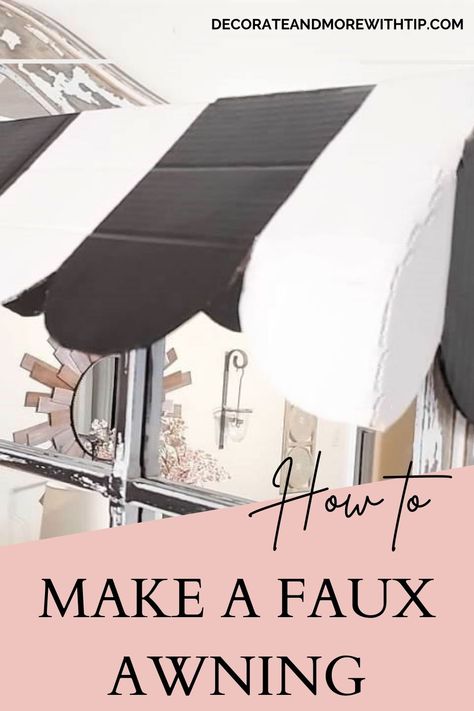 DIY FLOWER SHOP AWNING - EASTER MANTEL Diy Paris Backdrop, Diy French Cafe Awning, Diy Carnival Awning, How To Make An Awning For Classroom, Diy Classroom Awning, Cardboard Awning Diy, Shop Awnings Store Fronts, Diy Paris Decor, Diy Paris Theme Party