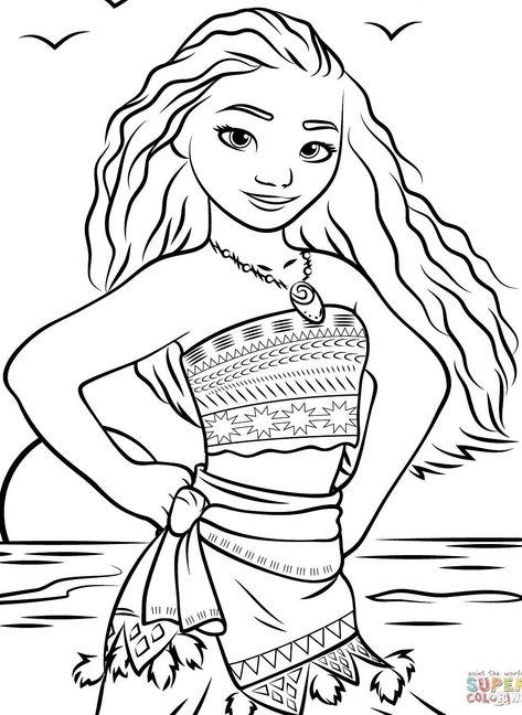 Moana Drawing, Tangled Coloring Pages, Moana Coloring, Disney Coloring Sheets, Beach Coloring Pages, Moana Coloring Pages, Stitch Coloring Pages, Disney Princess Colors, Owl Coloring Pages