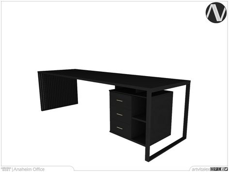 Sims 4 Computer Desk, Sims 4 Cc Office Desk, Sims 4 Laptop Cc, Sims 4 Desk Cc, Sims 4 Cc Office, Sims4 Furniture, Cc Eyes, Modern Bureau, Sims 4 Piercings