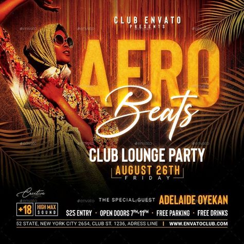 Afro Beats Party Flyer Afro Beats, Club Party Flyer, Lounge Party, Club Flyers, Party Poster, Club Parties, Club Party, Party Flyer, Special Guest