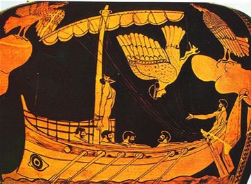 Odysseus tied to the mast, listening to the Sirens' call. Sirens Greek Mythology, Odysseus And The Sirens, Greece History, Greece Mythology, Ancient Greek Art, Greek Culture, Greek History, Les Chakras, Greek Art