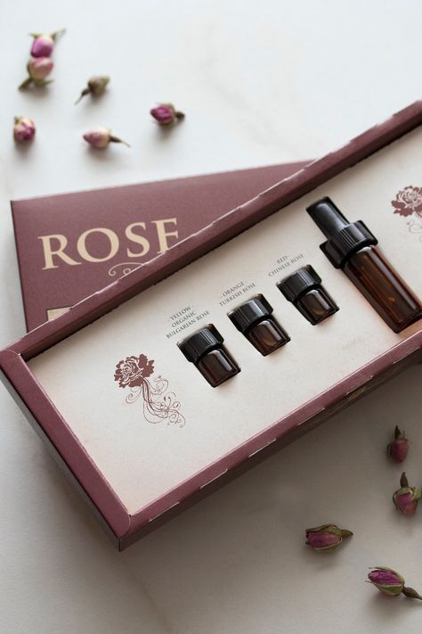 Aroma Oil Package, Essential Oil Packaging Design Creative, Essential Oil Packaging Design, Diy Rose Essential Oil, Essential Oils Packaging, Essential Oils Box Design, Essential Oil Packaging, Luxury Cosmetic Packaging, Candle Packaging Design