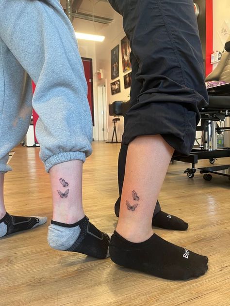 Sibling Ankle Tattoos, Sister Ankle Tattoos, Matching Tattoos Ankle, Ankle Tattoo Matching, Matching Ankle Tattoos, Ankle Butterfly Tattoo, Butterfly Tattoo Ankle, Butterfly Ankle Tattoo, Tattoo Butterflies