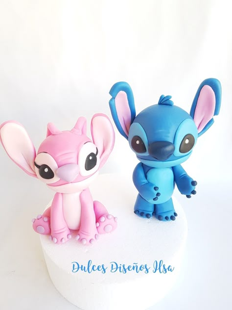 Stitch And Angel Cake, Lilo And Stitch Birthday Cake, Gumpaste Cake Toppers, Lilo And Stitch Cake, Disneyland Nails, Lilo En Stitch, Baby Reveal Cakes, Stitch Cake, Unicorn Birthday Cake