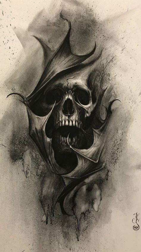 Gotik Tattoo, Skull Rose Tattoos, Skull Art Tattoo, Black Sketch, Skull Sleeve Tattoos, Horror Drawing, Skull Art Drawing, Creepy Tattoos, Skulls Drawing