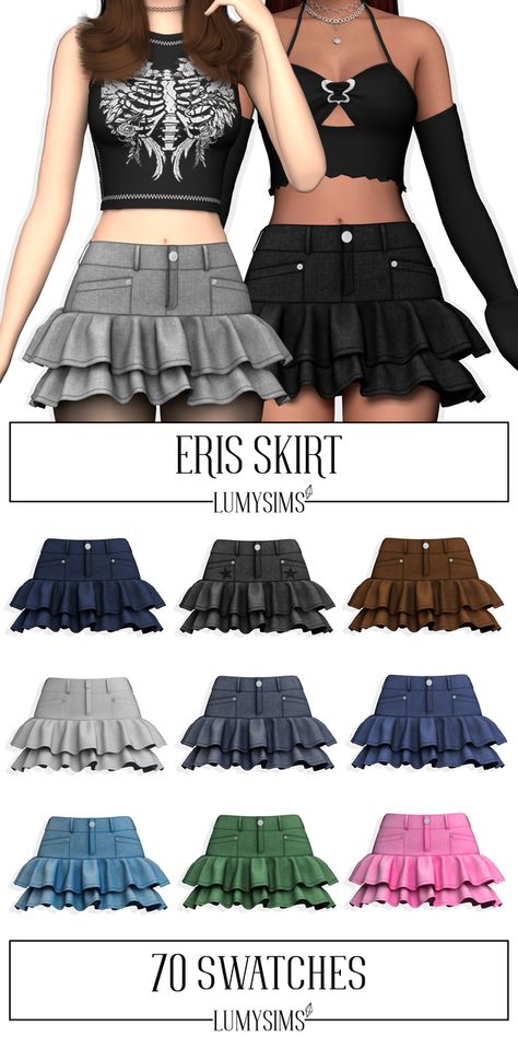 Sims R Cc Clothes, Sims Outfit Ideas Cc, Sims 4 Sims Maxis Match, Sims Cc Details, Black Skirt Sims 4 Cc, Sims 4 Cc Skirt Maxis Match, Y2k Outfits Cc Sims 4, Sims 4 Cc Clothes Mini Skirt, Ts4 Mini Skirt