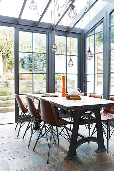 Crittall style doors & windows. Inspiration for north facing garden - maximising light! Edwardian Terrace House, Conservatory Windows, Room Extensions, Glass Extension, Edwardian House, House Extension Design, Kitchen Extension, Kitchen Doors, Industrial House