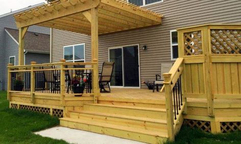 Wood Deck Designs, Porch Design Ideas, Patio Deck Designs, Wooden Deck, Pergola Design, Deck Designs Backyard, Deck Builders, Deck With Pergola, Wood Patio