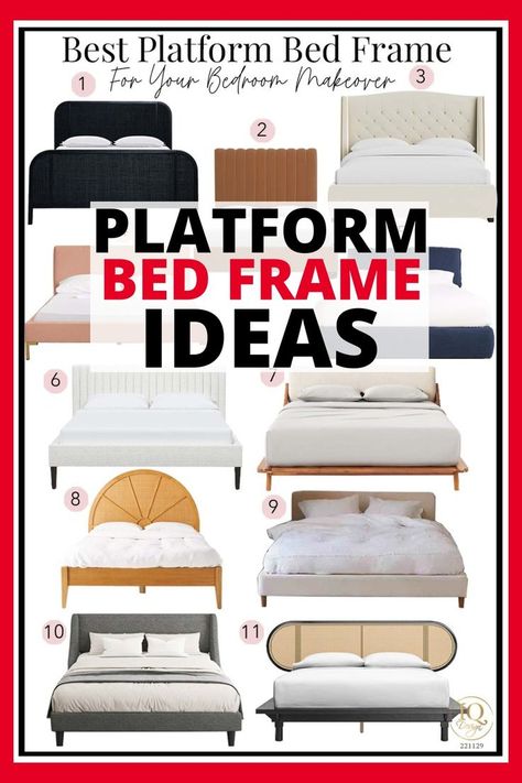 platform bed Platform Bedroom Design, Bed Frame Ideas, Bedroom Paint Colors Master, Platform Bed Designs, Platform Bed With Drawers, Platform Bedroom, Best Platform Beds, Leather Platform Bed, Small Bedroom Designs