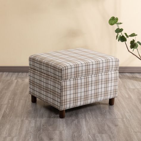 Wade Logan® Avyanah Upholstered Storage Ottoman & Reviews | Wayfair Ottomans With Storage, Plaid Ottoman, Large Storage Ottoman, Oversized Ottoman, Square Storage Ottoman, Ottoman With Storage, Rectangle Ottoman, Ottoman In Living Room, Upholstered Storage