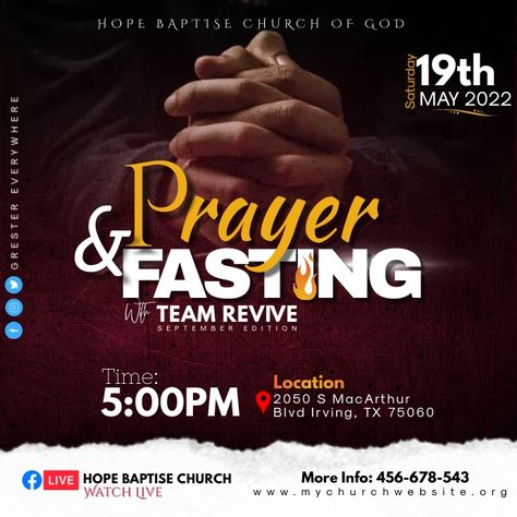 Customize 10,660+ Revival Flyer Templates | PosterMyWall Church Service Flyer, Prayer Fasting, Instagram Event, Prayer For Church, Christian Graphic Design, Church Media Design, Instagram Template Free, Church Graphics, Church Poster Design